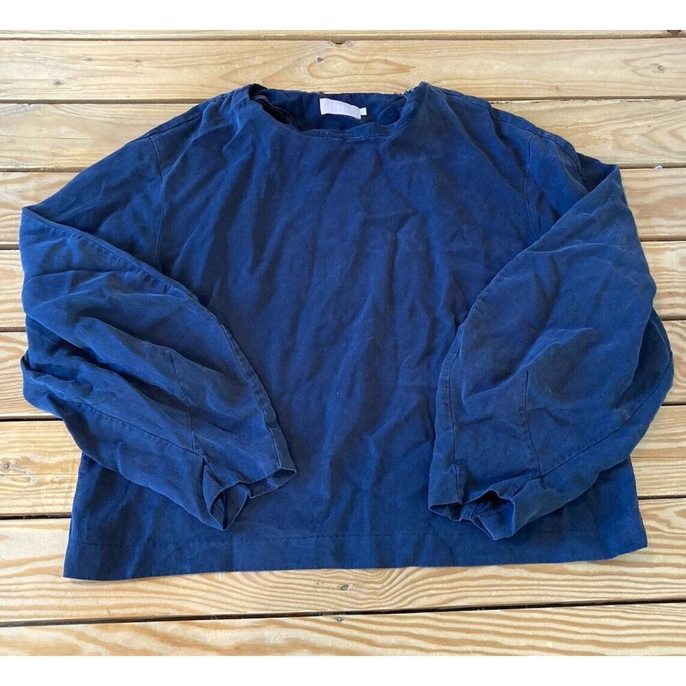 Farrow Zip 100% Tencel Pullover Top Size Large Women’s Black
